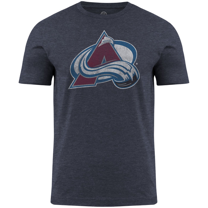 Colorado Avalanche NHL Bulletin Men's Navy Distressed Logo T-Shirt