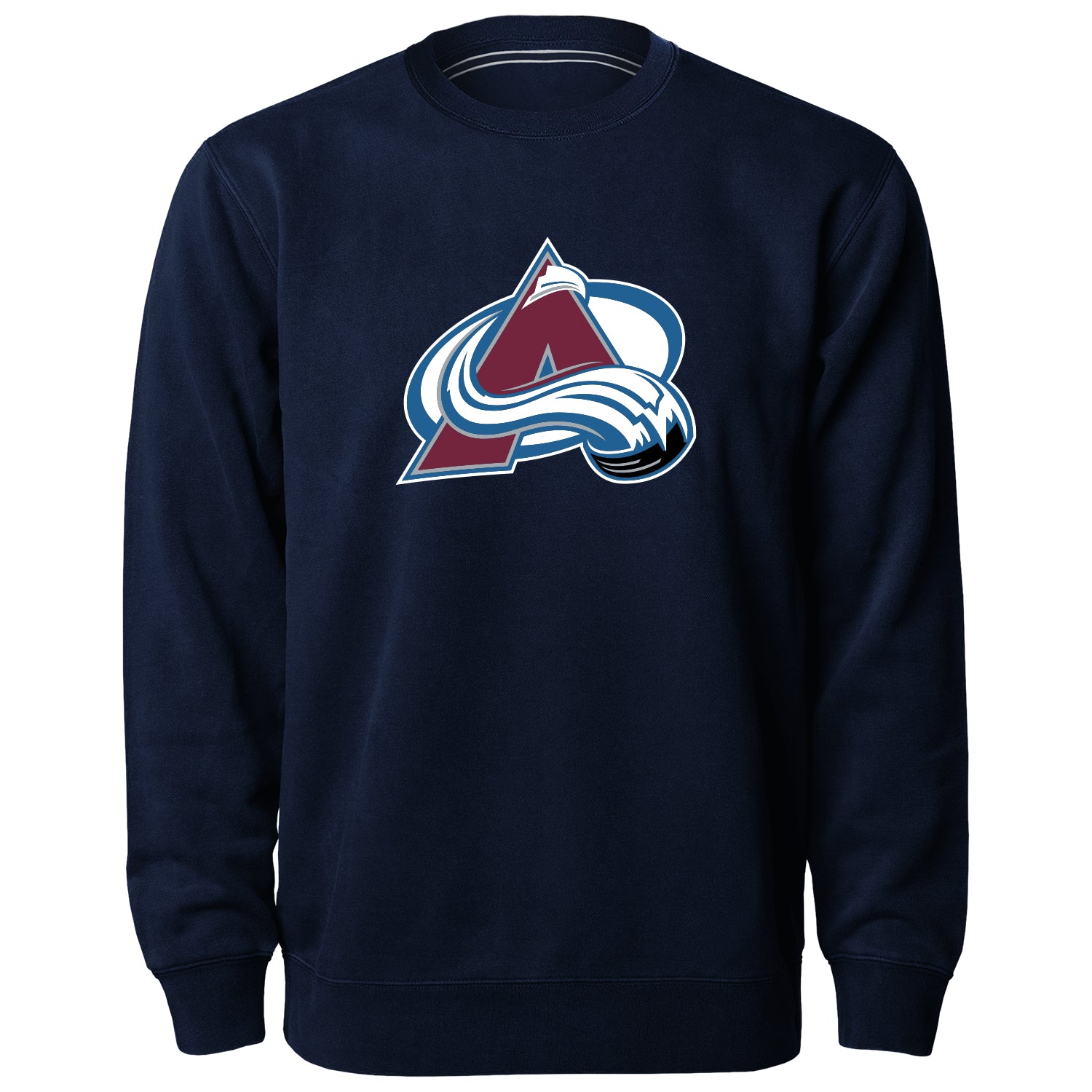 Colorado Avalanche NHL Bulletin Chandail ras du cou en sergé bleu marine avec logo Express pour hommes