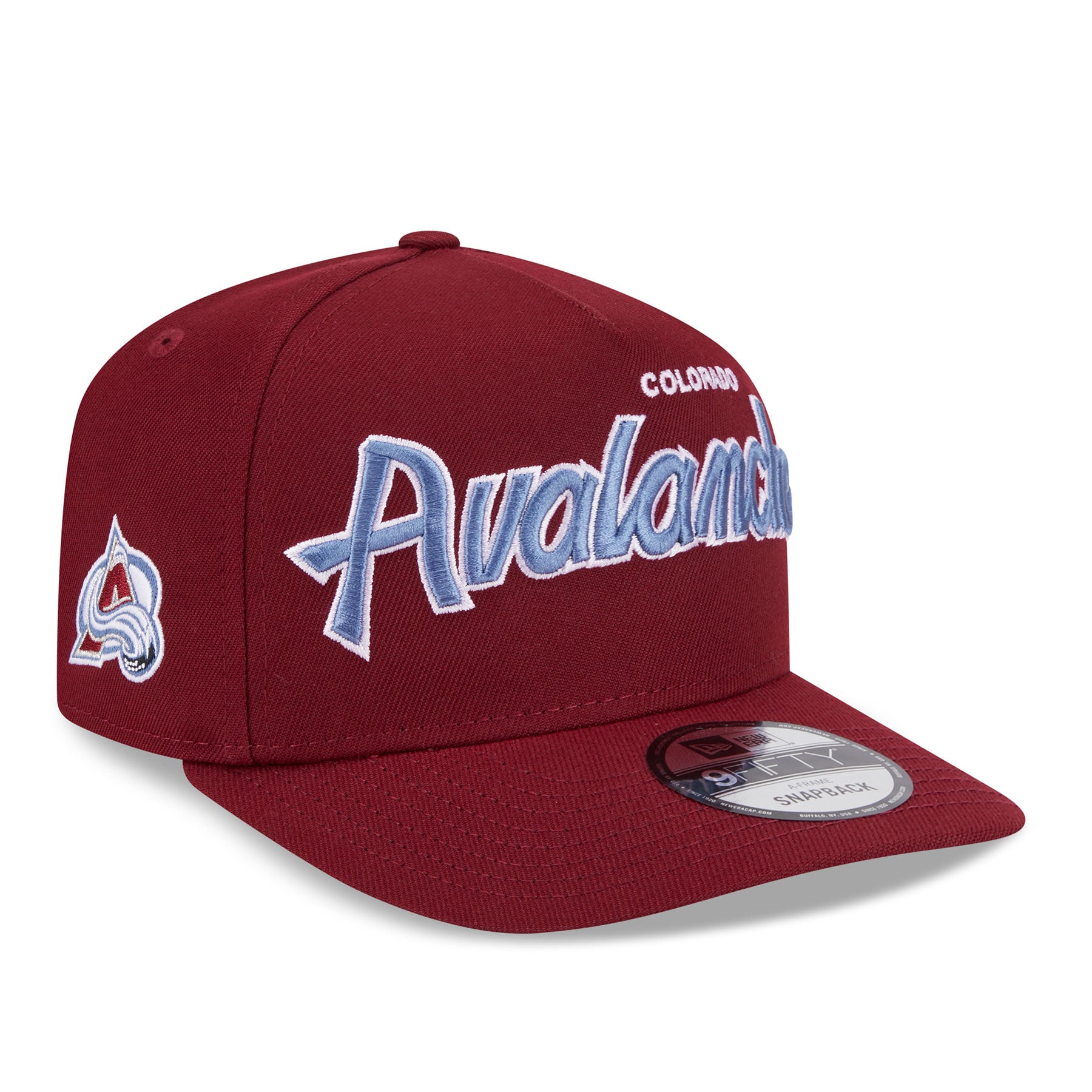 Casquette snapback 9FIfty Script A-Frame marron pour homme de la LNH de l'Avalanche du Colorado New Era