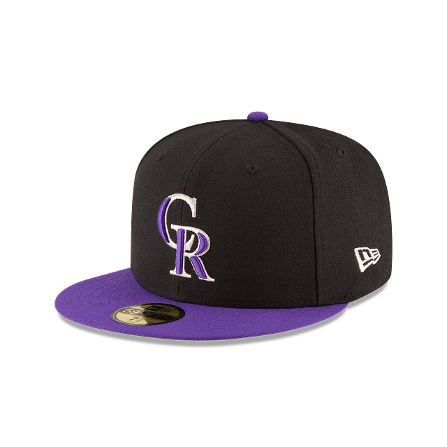 Casquette ajustée alternative sur le terrain des Colorado Rockies MLB New Era pour hommes, noir et violet, collection authentique 59Fifty