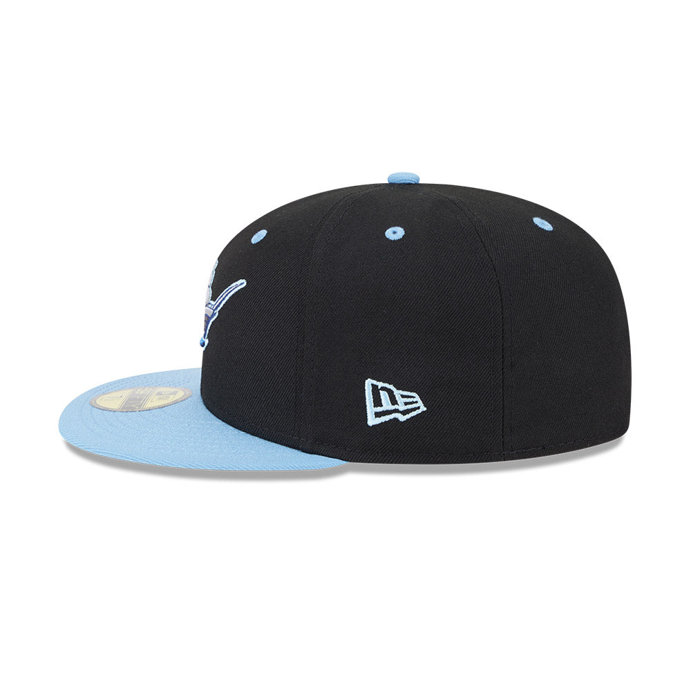 Casquette ajustée New Era 59Fifty Alternate Authentic Collection pour homme, coloris noir/bleu clair, des Columbus Clippers MiLB
