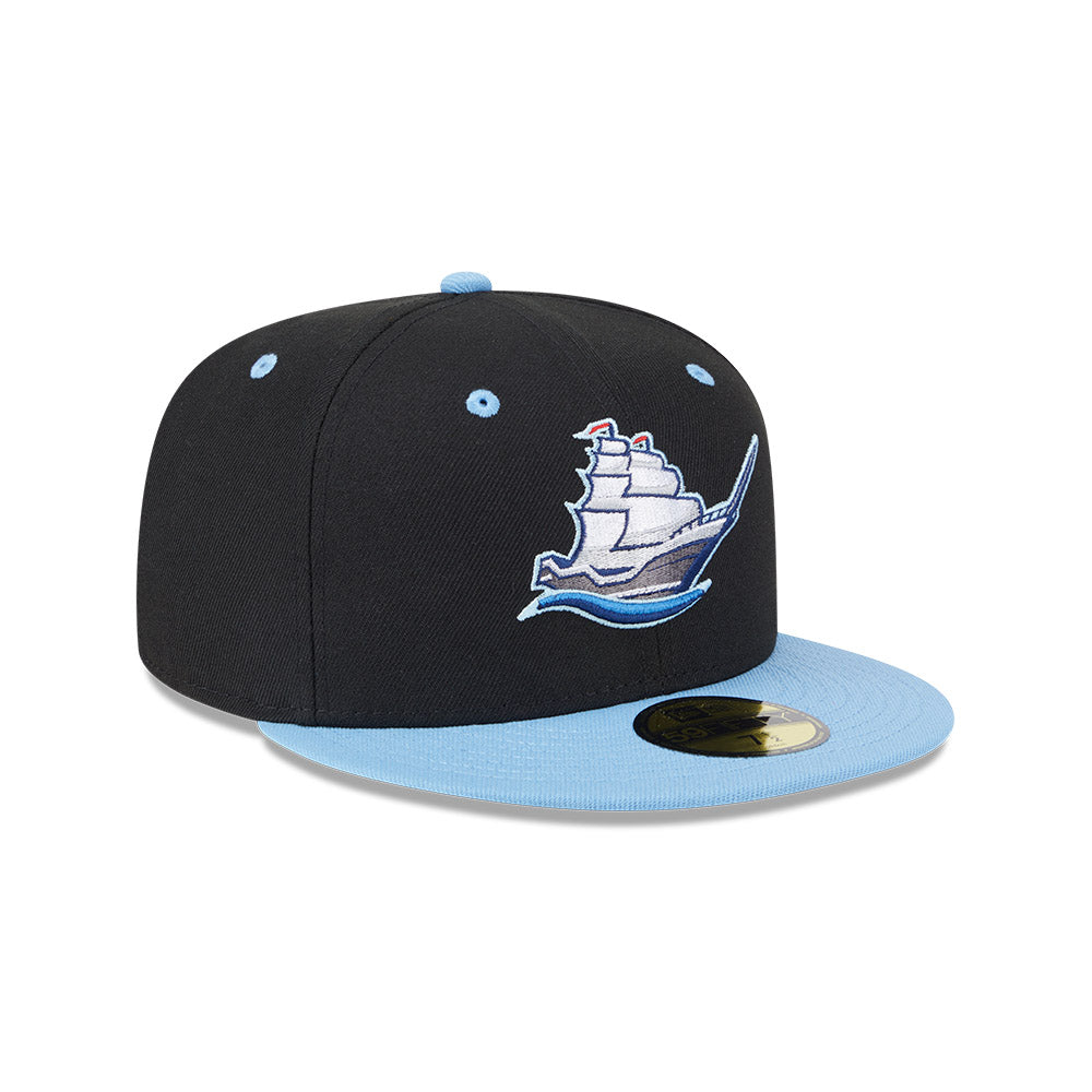 Casquette ajustée New Era 59Fifty Alternate Authentic Collection pour homme, coloris noir/bleu clair, des Columbus Clippers MiLB