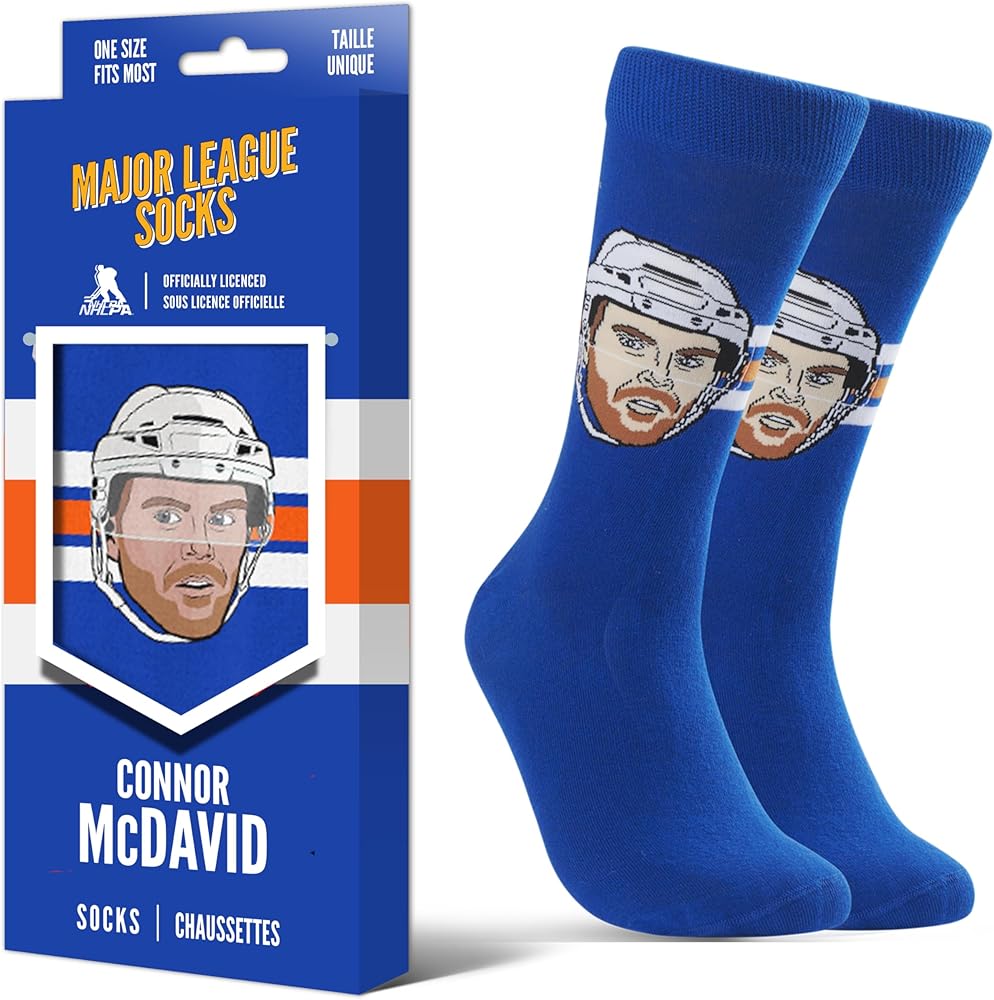 Connor McDavid Edmonton Oilers NHL Major League Socks Men's Royal Crew Socks