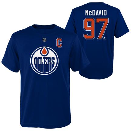 Connor McDavid Edmonton Oilers NHL Outerstuff T-shirt de joueur de la marine pour jeunes