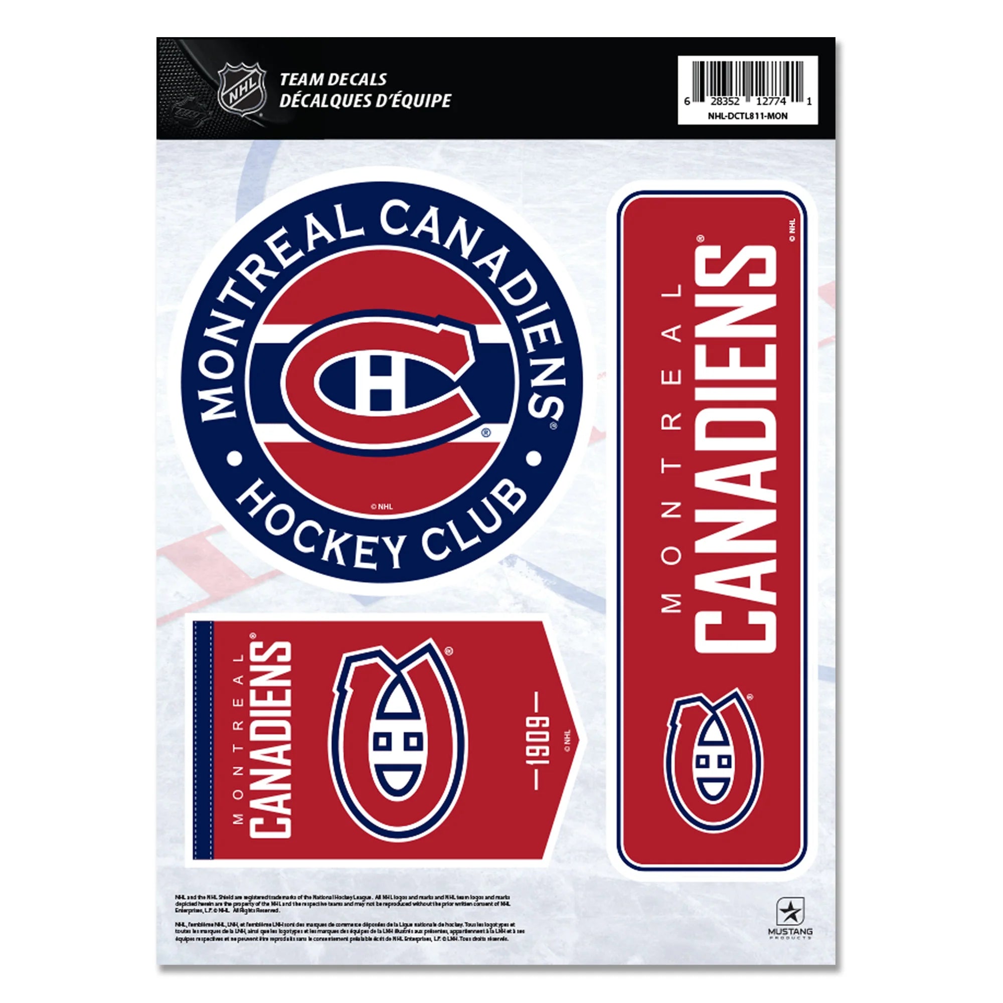 Ensemble d'autocollants pour fan de l'équipe des Canadiens de Montréal NHL 8"x11"
