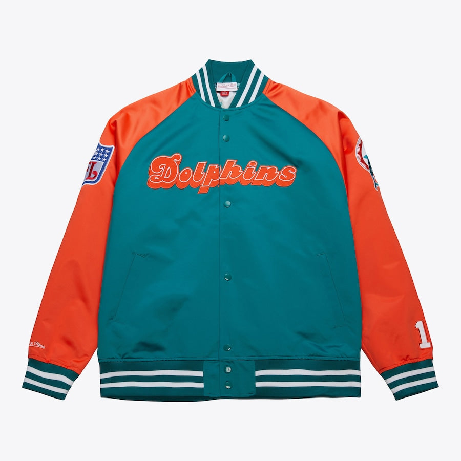 Dan Marino Miami Dolphins NFL Mitchell & Ness Men’s Aqua/Orange Lightweight Satin Jacket