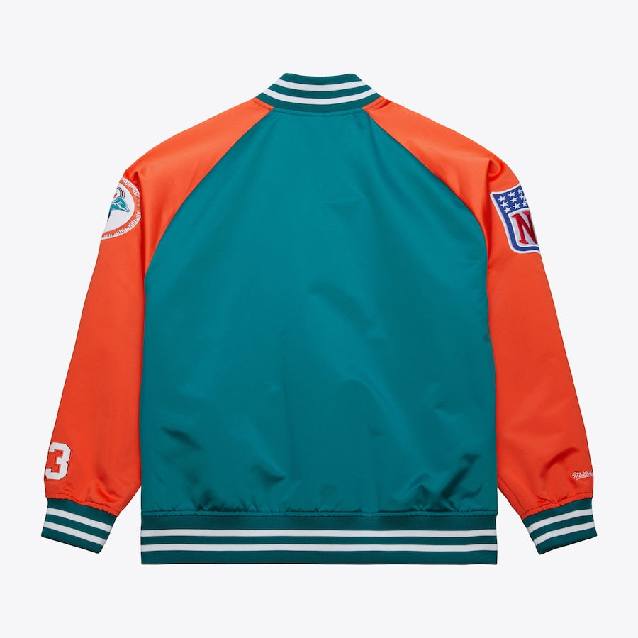 Dan Marino Miami Dolphins NFL Mitchell & Ness Men’s Aqua/Orange Lightweight Satin Jacket