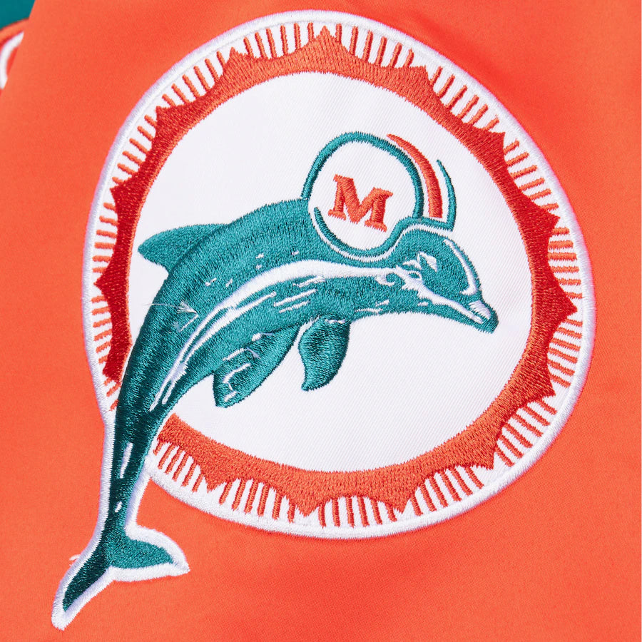 Dan Marino Miami Dolphins NFL Mitchell & Ness Men’s Aqua/Orange Lightweight Satin Jacket