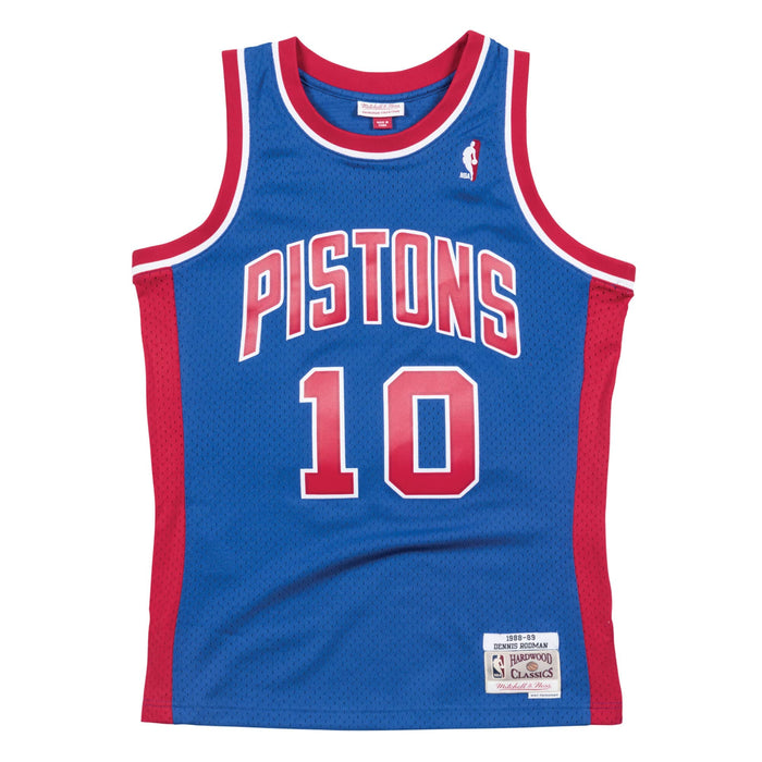 Dennis Rodman Detroit Pistons NBA Mitchell & Ness Men's Royal Blue 1988-89 Hardwood Classics Swingman Jersey