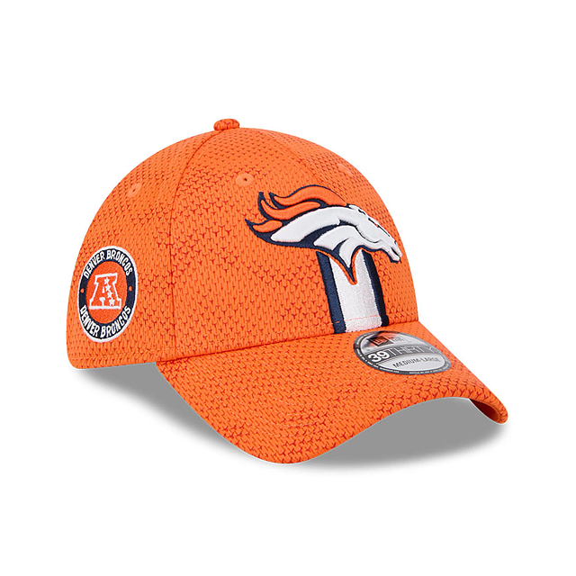 Denver Broncos NFL New Era Men's Orange 39Thirty 2024 Sideline Stretch Fit Hat