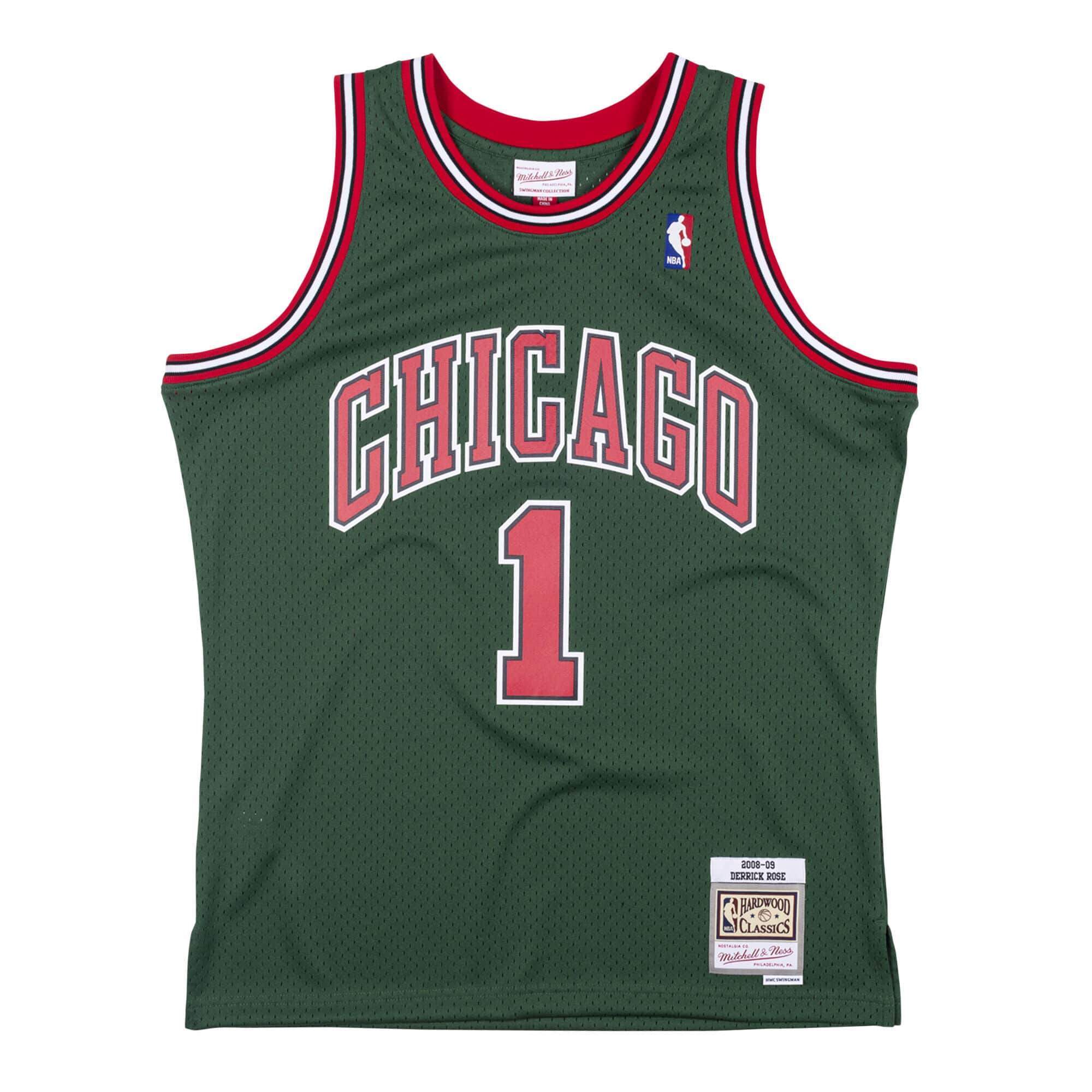 Derrick Rose Chicago Bulls NBA Mitchell & Ness Homme Vert Foncé 2008-09 Hardwood Classics Swingman Maillot