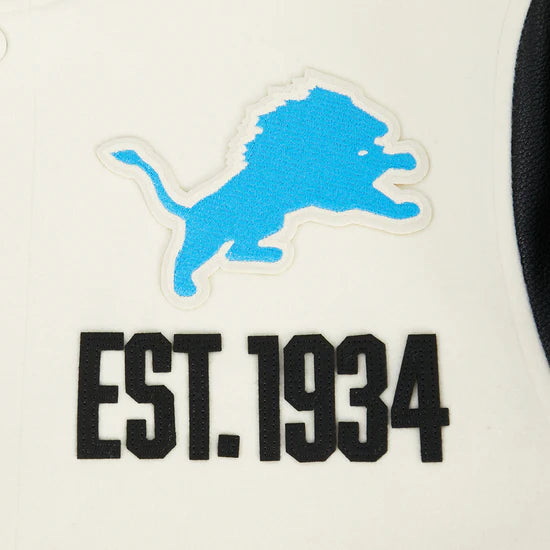 Detroit Lions NFL Pro Standard Men's Eggshell/Black Modern Originals Rib Wool Varsity Jacket