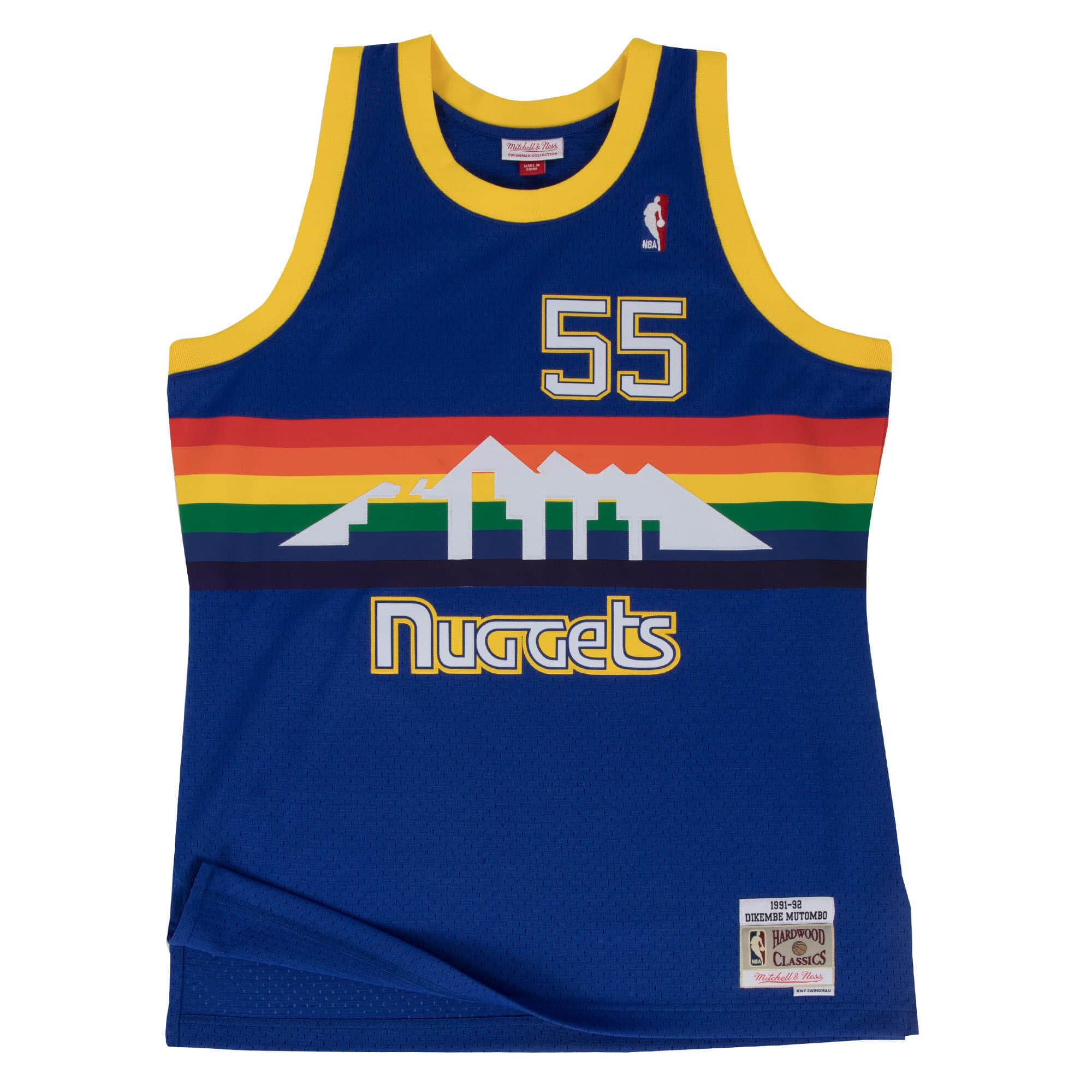 Dikembe Mutombo Denver Nuggets NBA Mitchell & Ness Homme Bleu Royal 1991-92 Hardwood Classics Swingman Maillot