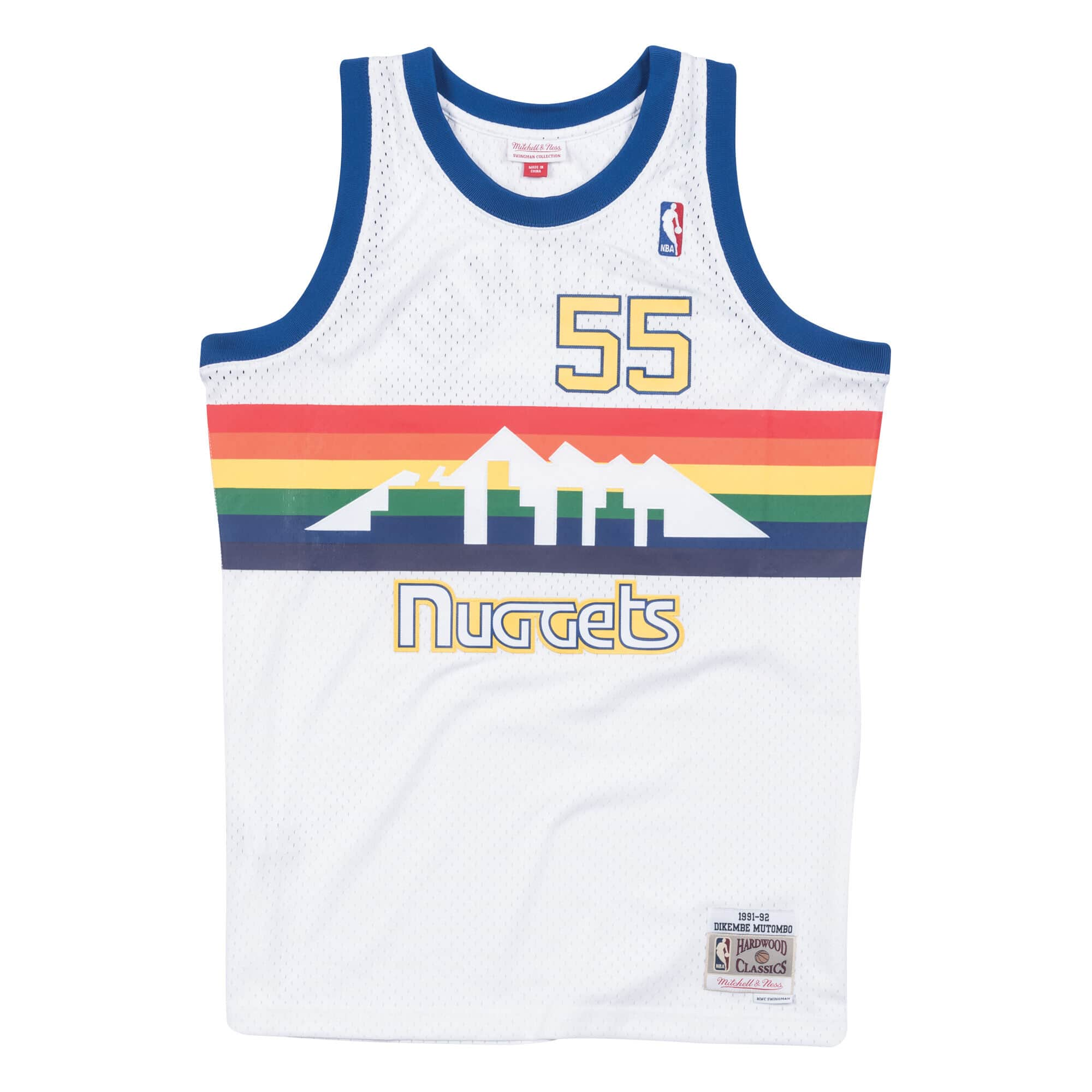 Dikembe Mutombo Denver Nuggets NBA Mitchell & Ness Homme Blanc 1991-92 Hardwood Classics Swingman Maillot