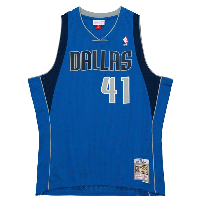 Dirk Nowitzki Dallas Mavericks NBA Mitchell & Ness Men's Royal Blue 2010-11 Hardwood Classics Swingman Jersey