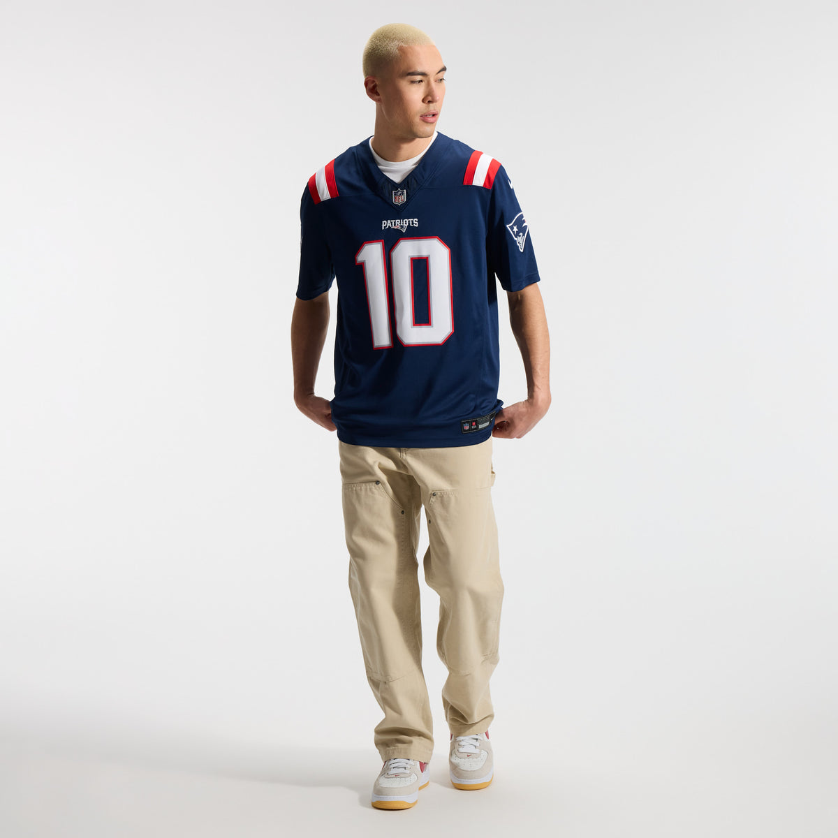 Drake Maye New England Patriots NFL Nike Men's Navy Vapor F.U.S.E. Limited Player Sewn Jersey