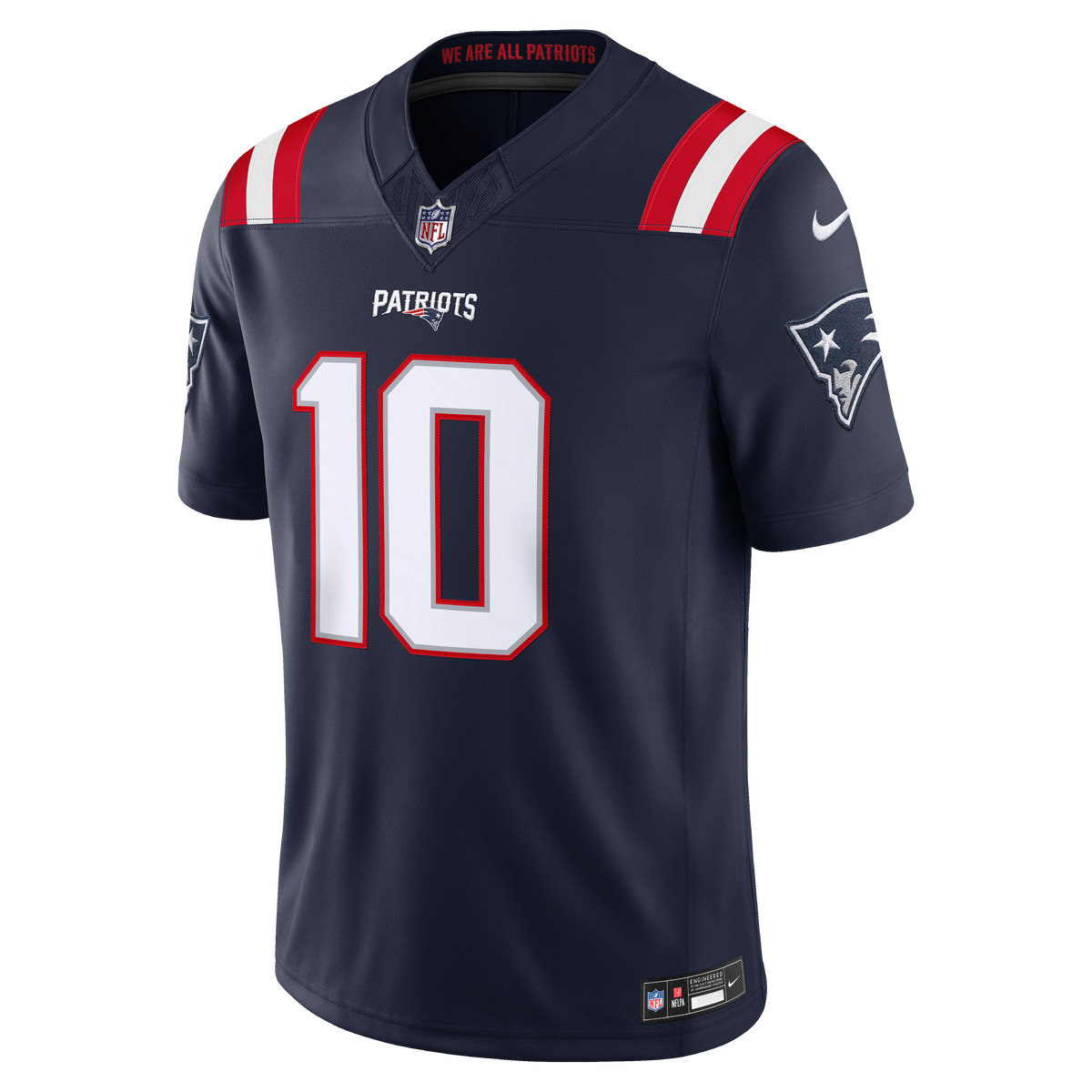 Drake Maye New England Patriots NFL Nike Men's Navy Vapor F.U.S.E. Limited Player Sewn Jersey