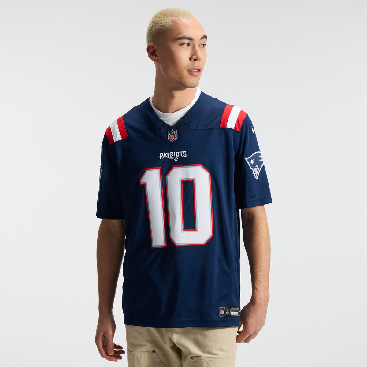 Drake Maye New England Patriots NFL Nike Men's Navy Vapor F.U.S.E. Limited Player Sewn Jersey