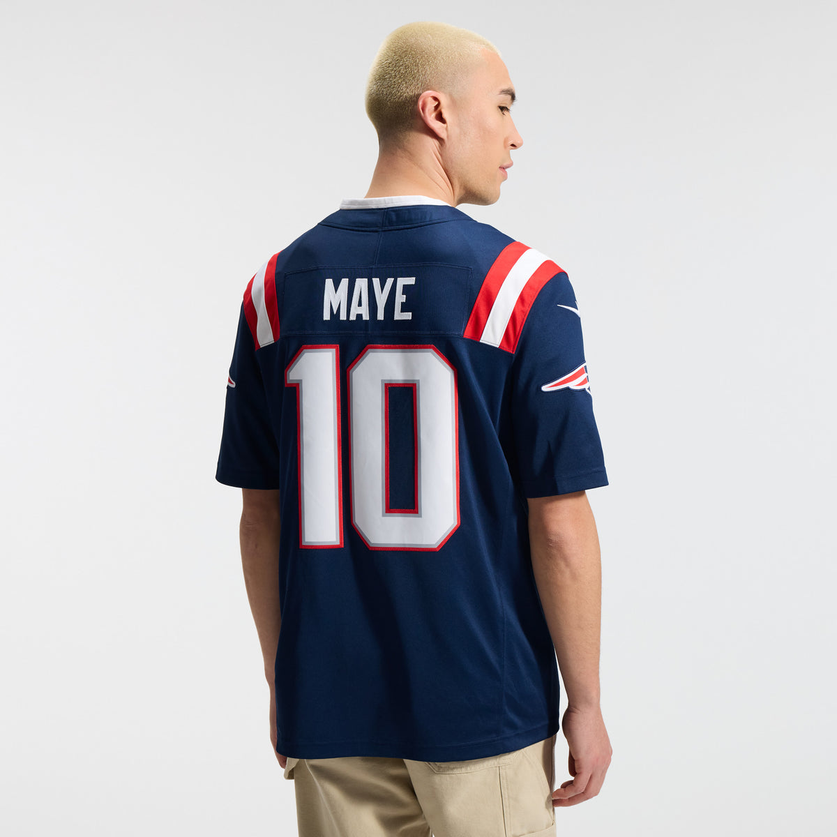 Drake Maye New England Patriots NFL Nike Men's Navy Vapor F.U.S.E. Limited Player Sewn Jersey