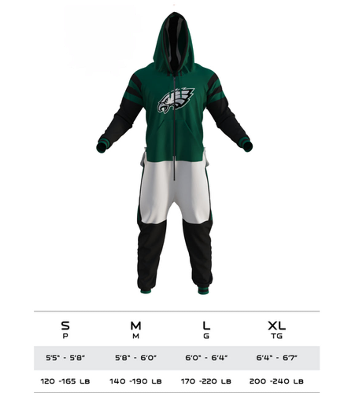 Philadelphia Eagles NFL Hockey Sockey Men's Green Team Uniform Onesie