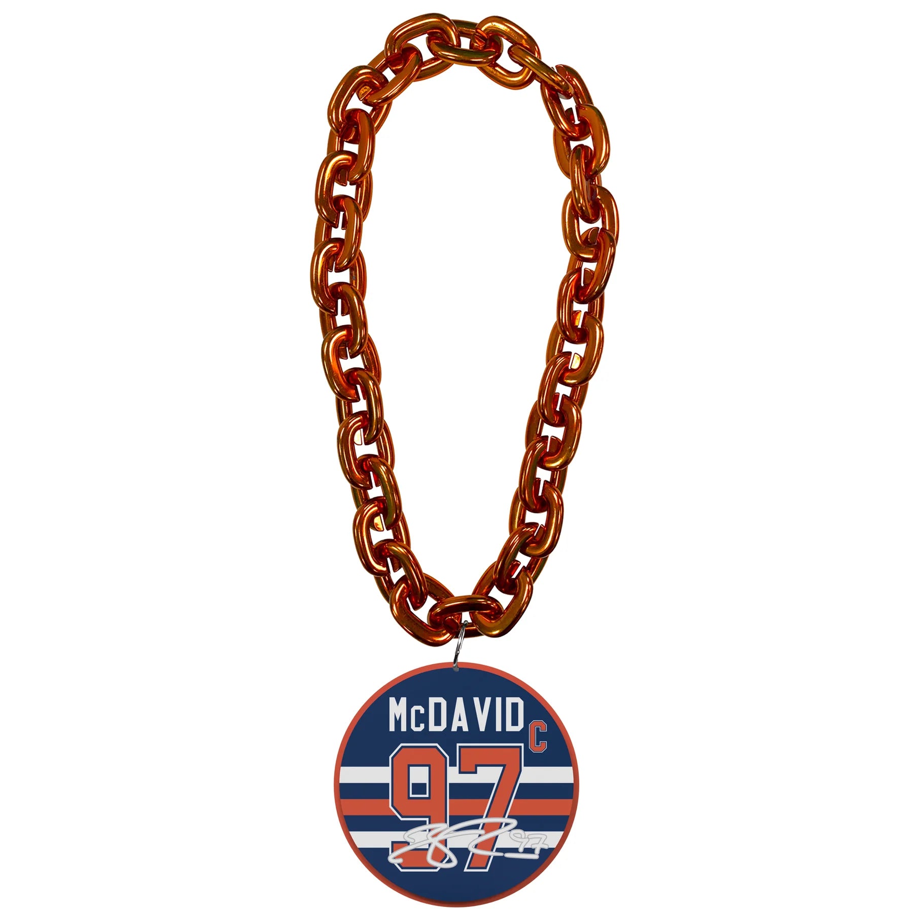 Connor McDavid Edmonton Oilers NHL FanFave Fan Chain Collier chaîne orange