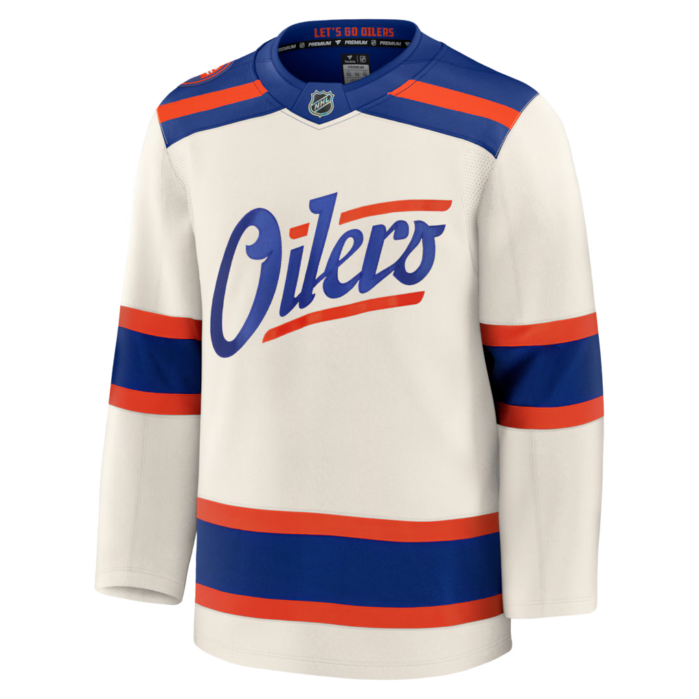 Edmonton Oilers NHL Fanatics Branded Men's Beige Alternate Premium Jersey