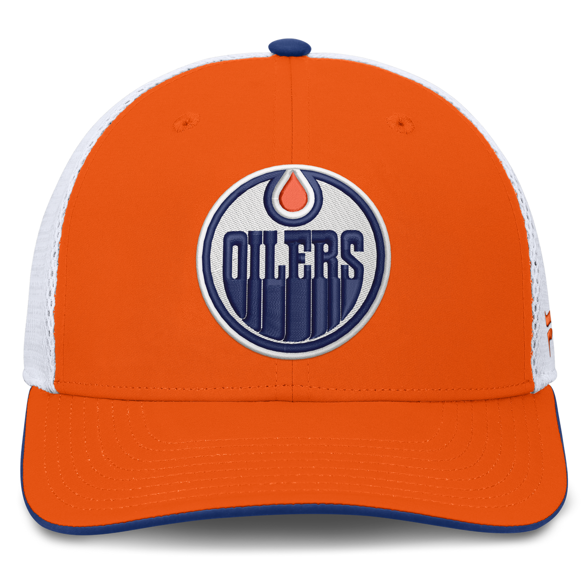Edmonton Oilers NHL Fanatics Branded Men's Orange/White Authentic Pro Rink Trucker Snapback