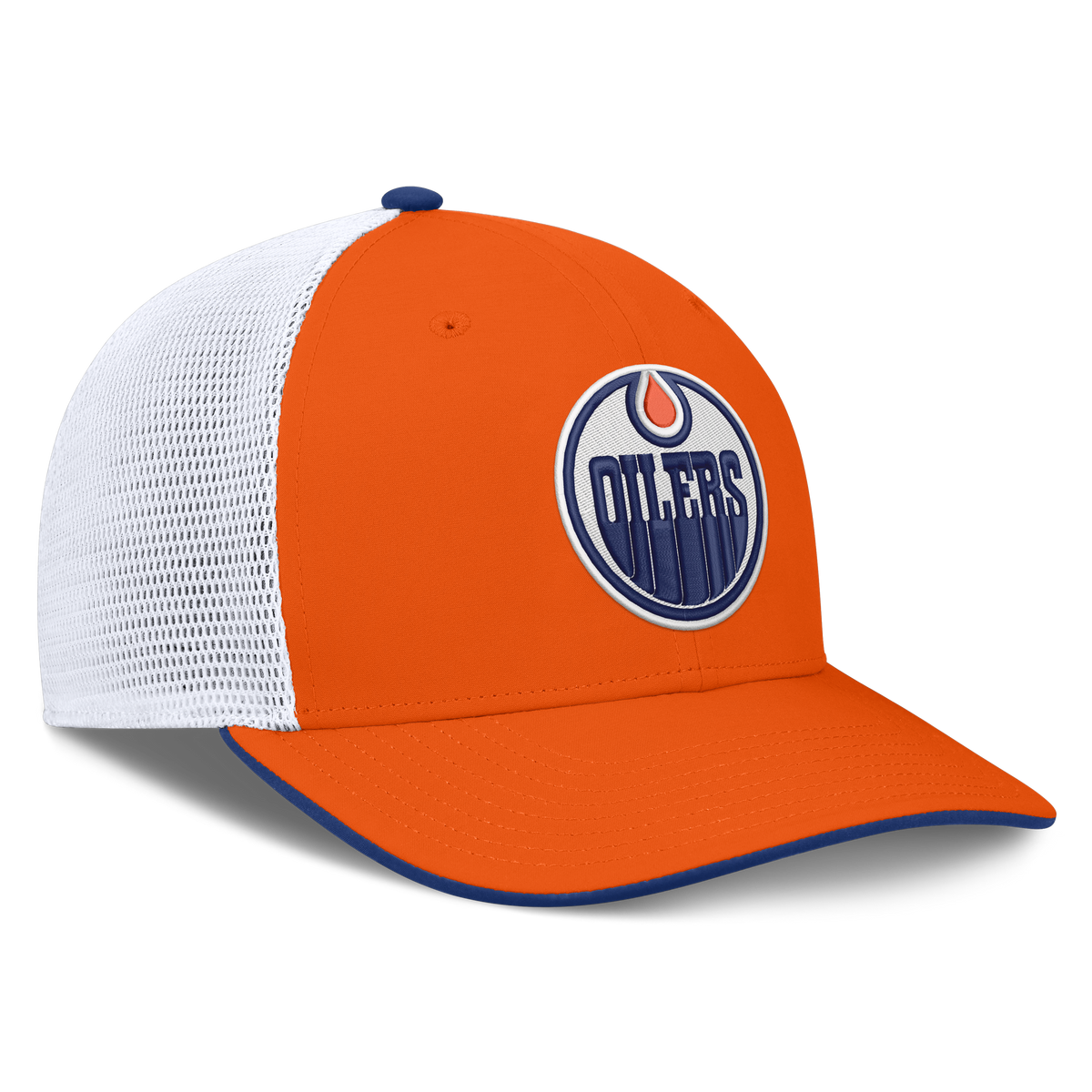 Edmonton Oilers NHL Fanatics Branded Men's Orange/White Authentic Pro Rink Trucker Snapback