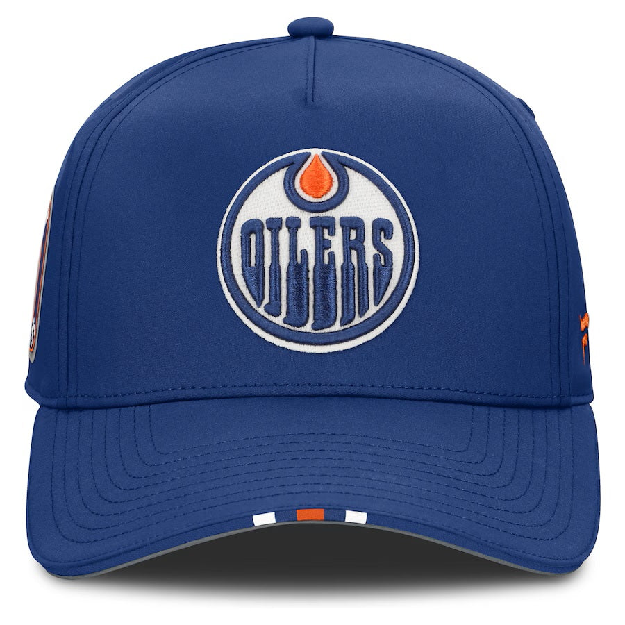 Edmonton Oilers NHL Fanatics Branded Men's Royal Blue 2025 Draft Authentic Pro On-Stage Podium A-Frame Adjustable Hat