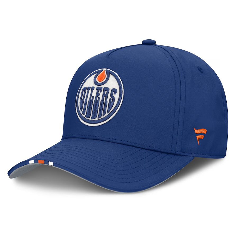 Edmonton Oilers NHL Fanatics Branded Men's Royal Blue 2025 Draft Authentic Pro On-Stage Podium A-Frame Adjustable Hat