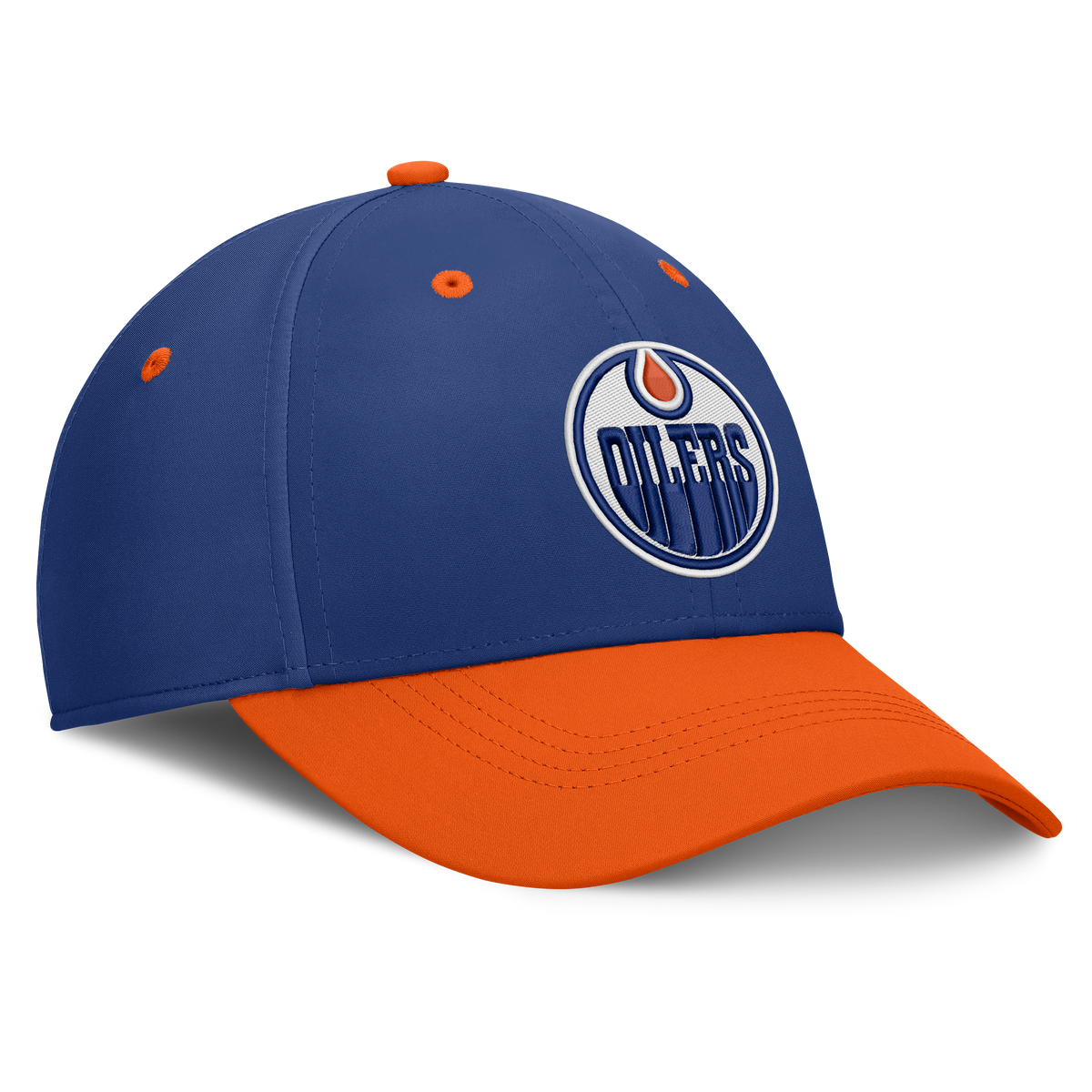 Edmonton Oilers NHL Fanatics Branded Men's Royal Blue/Orange Authentic Pro Rink Stretch Fit Hat