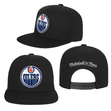 Casquette à visière plate noire Mitchell &amp; Ness pour jeunes des Oilers d'Edmonton de la LNH