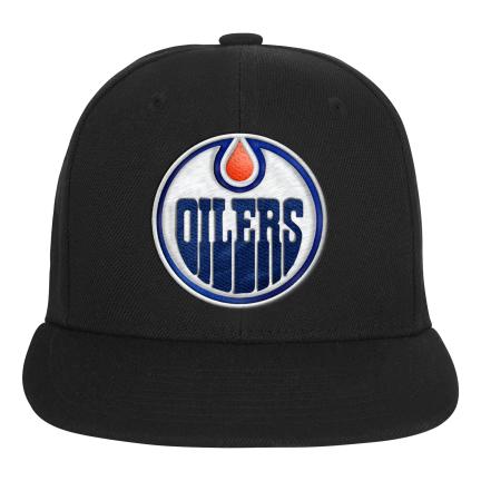 Casquette à visière plate noire Mitchell &amp; Ness pour jeunes des Oilers d'Edmonton de la LNH