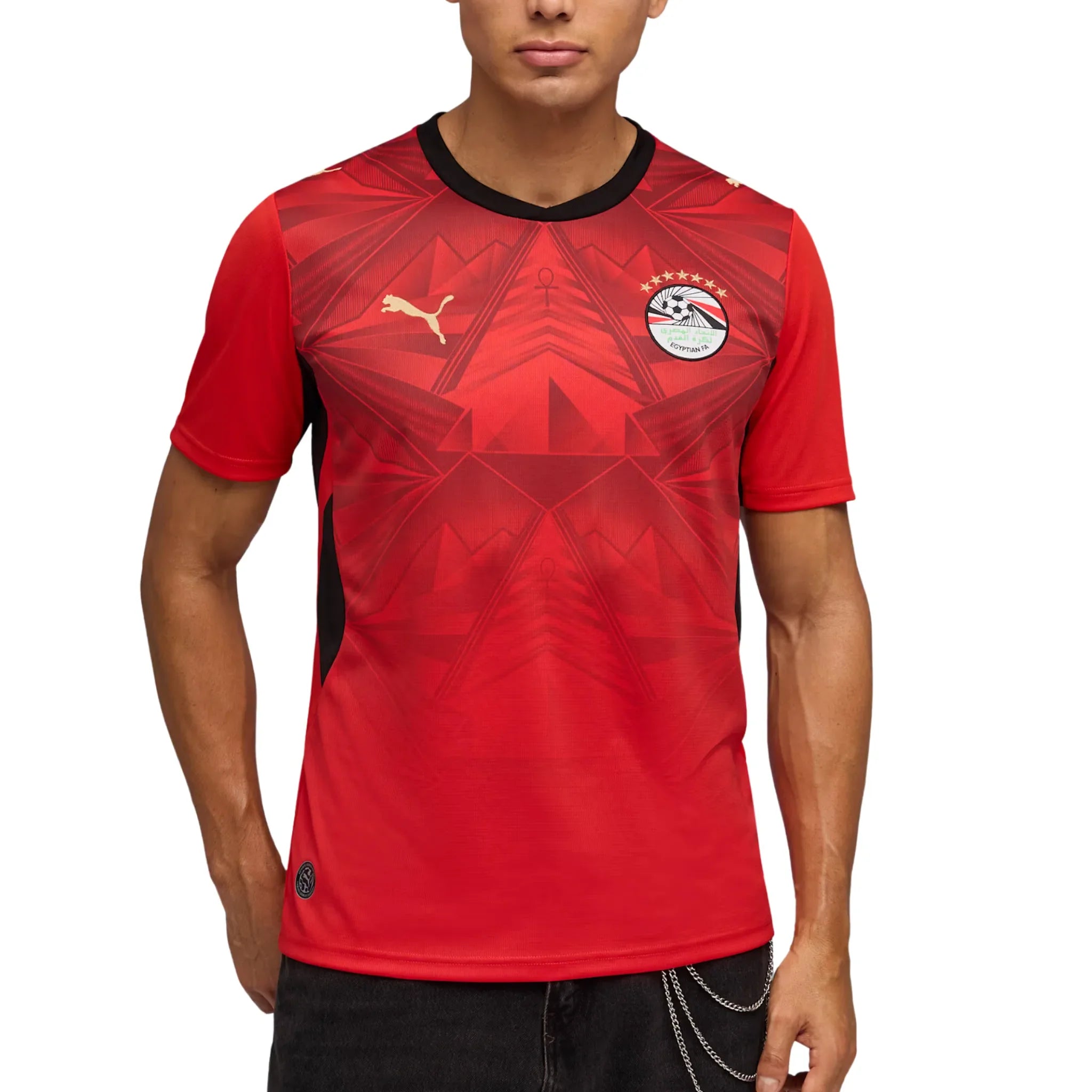 Maillot pré-match FIFA Puma de l'équipe nationale d'Égypte pour homme noir-rouge 2026