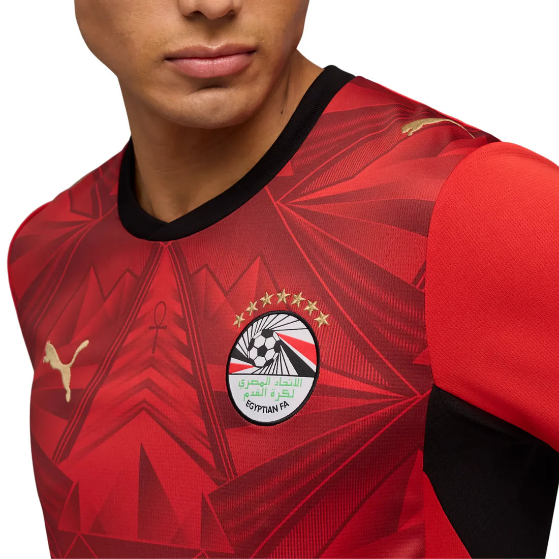 Maillot pré-match FIFA Puma de l'équipe nationale d'Égypte pour homme noir-rouge 2026