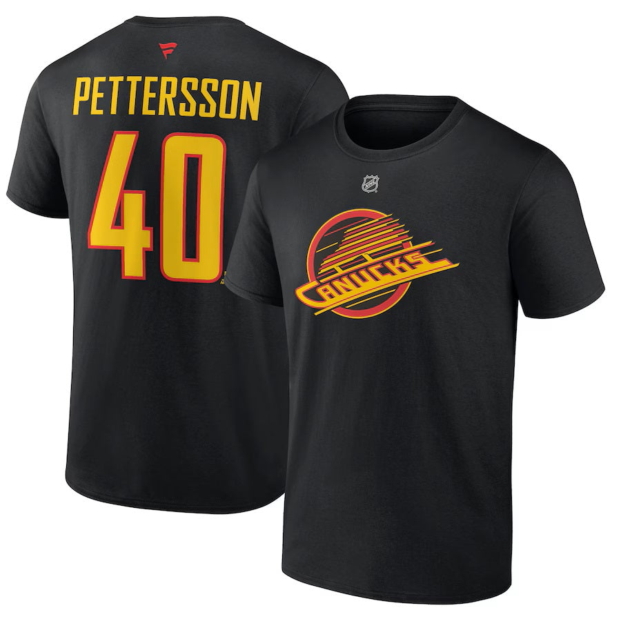 Elias Pettersson Vancouver Canucks NHL Fanatics Branded Men's Black Alternate Authentic T Shirt