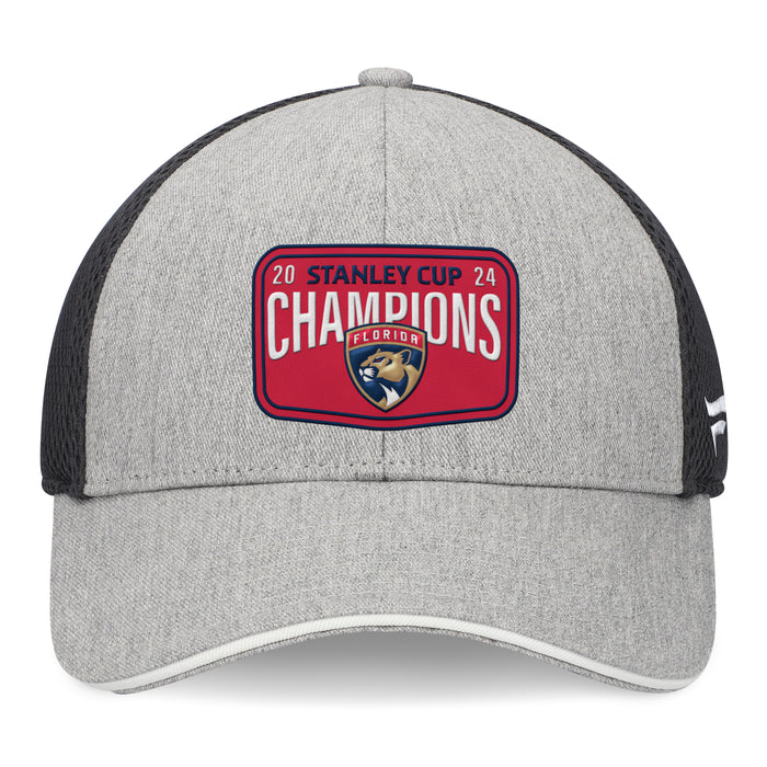 Florida Panthers NHL Fanatics Branded Men's Grey/Charcoal 2024 Stanley Cup Champions Locker Room Snapback