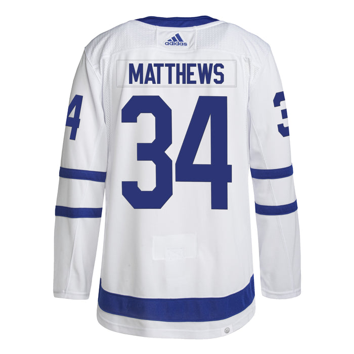 Auston Matthews Toronto Maple Leafs NHL Adidas Men's White Primegreen Away Authentic Pro Jersey