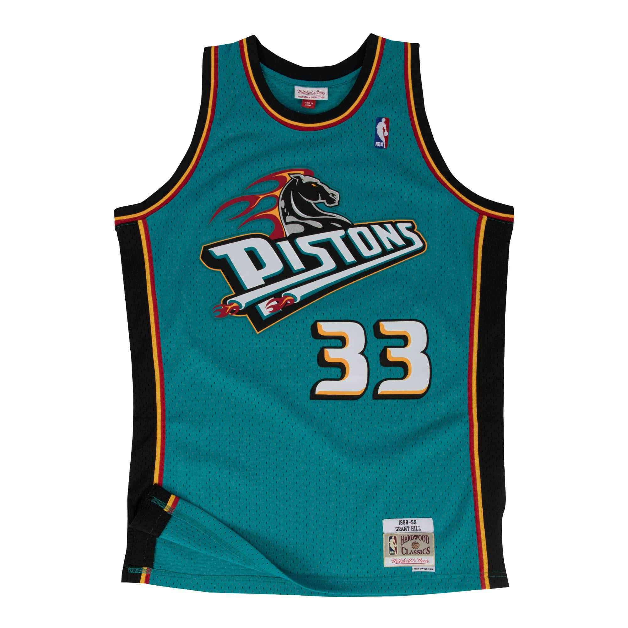 Grant Hill Detroit Pistons NBA Mitchell & Ness Men's Teal 1998-99 Hardwood Classics Swingman Jersey