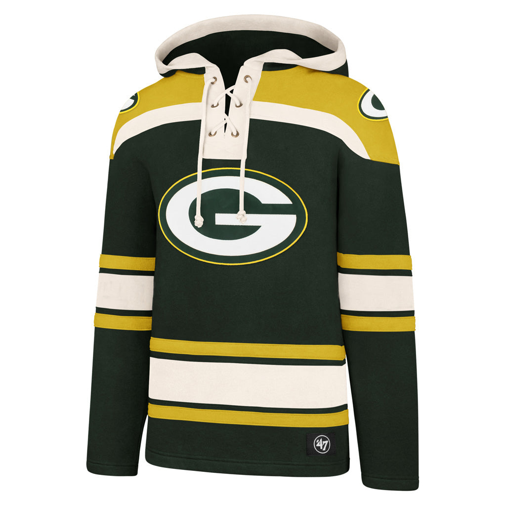 Green Bay Packers NFL 47 Brand Sweat à capuche vert épais en dentelle pour hommes