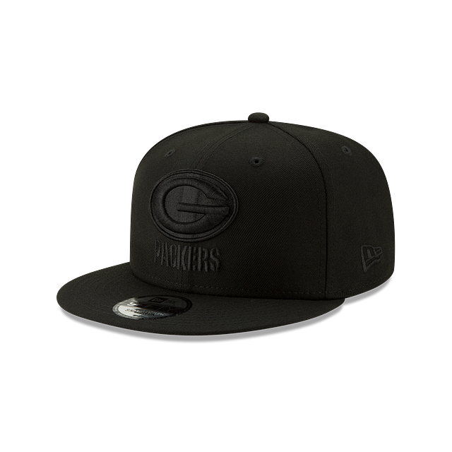 Green Bay Packers NFL New Era pour hommes, noir sur noir 9Fifty Basic Snapback