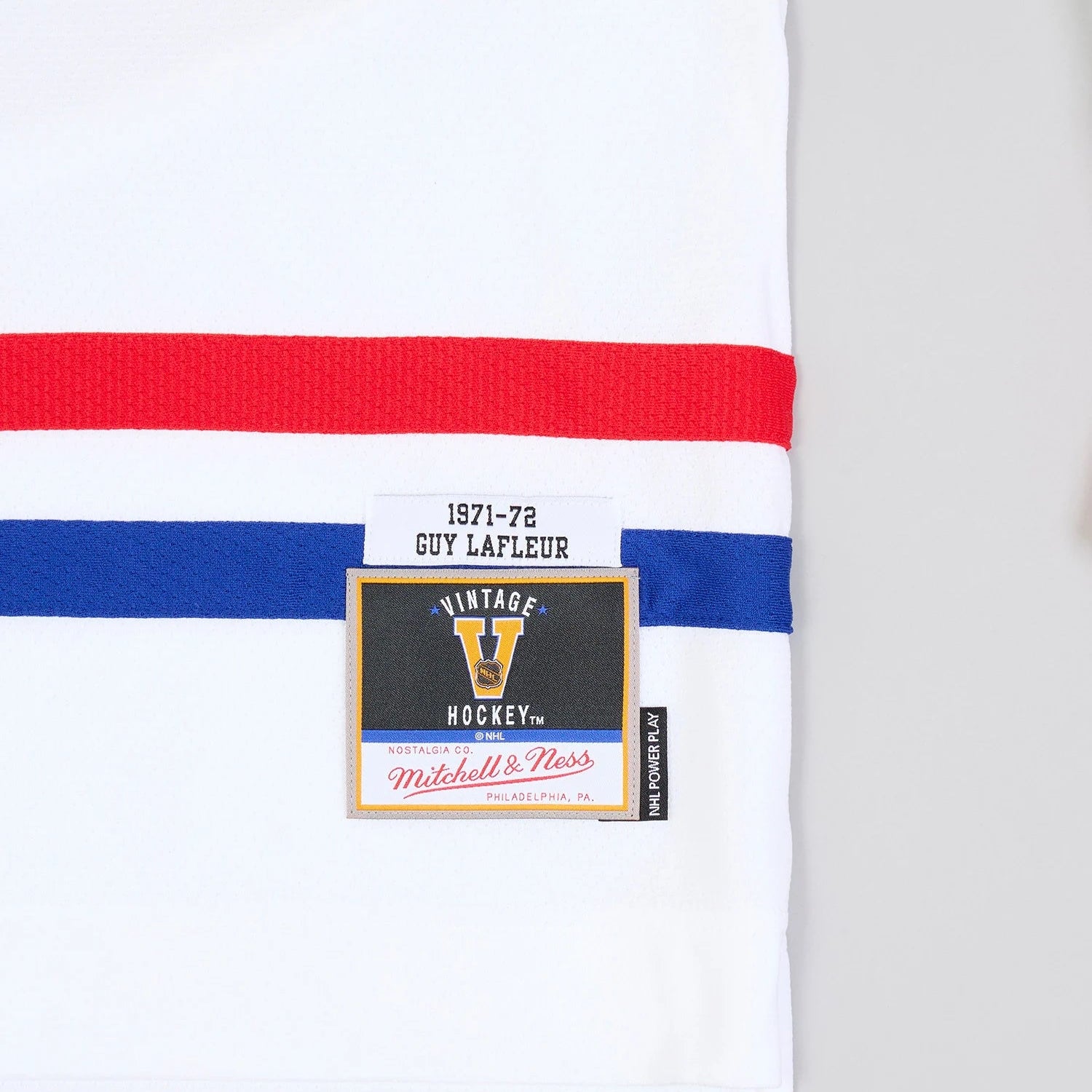 Maillot authentique Mitchell &amp; Ness blanc 1971 des Canadiens de Montréal de la LNH pour homme de Guy Lafleur