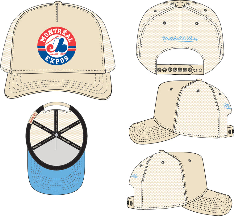 Montreal Expos MLB Mitchell & Ness Men's Off White Cooperstown Evergreen Trucker Adjustable Hat