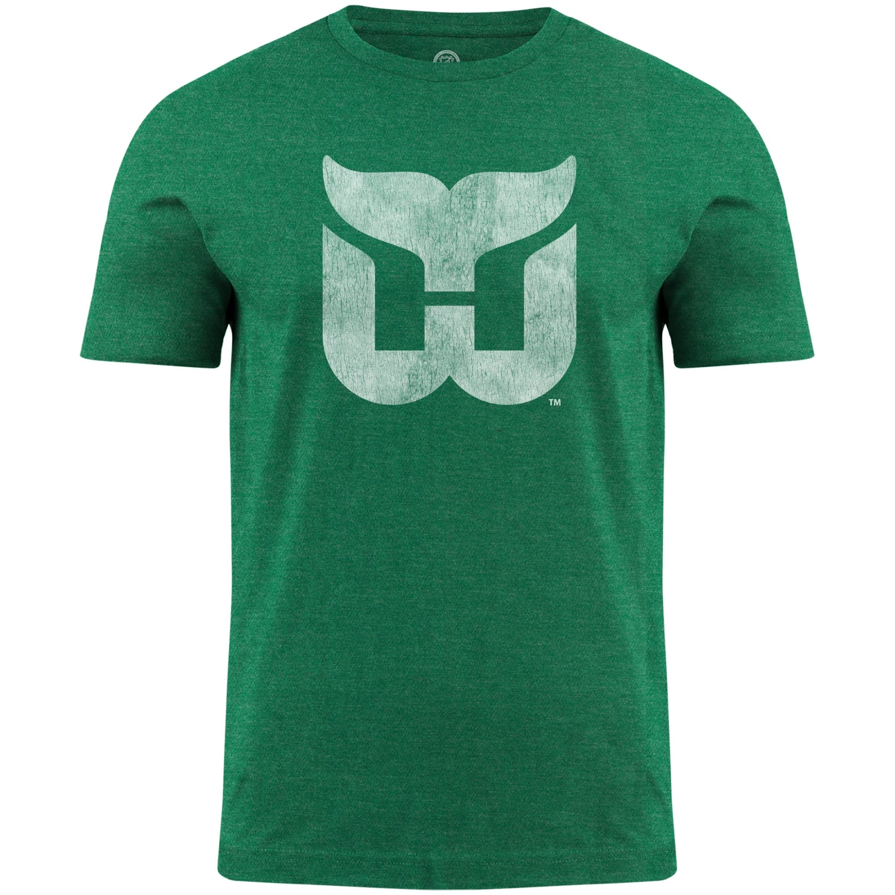 Hartford Whalers NHL Bulletin Men's Green Distressed Vintage Logo Heathered T-Shirt