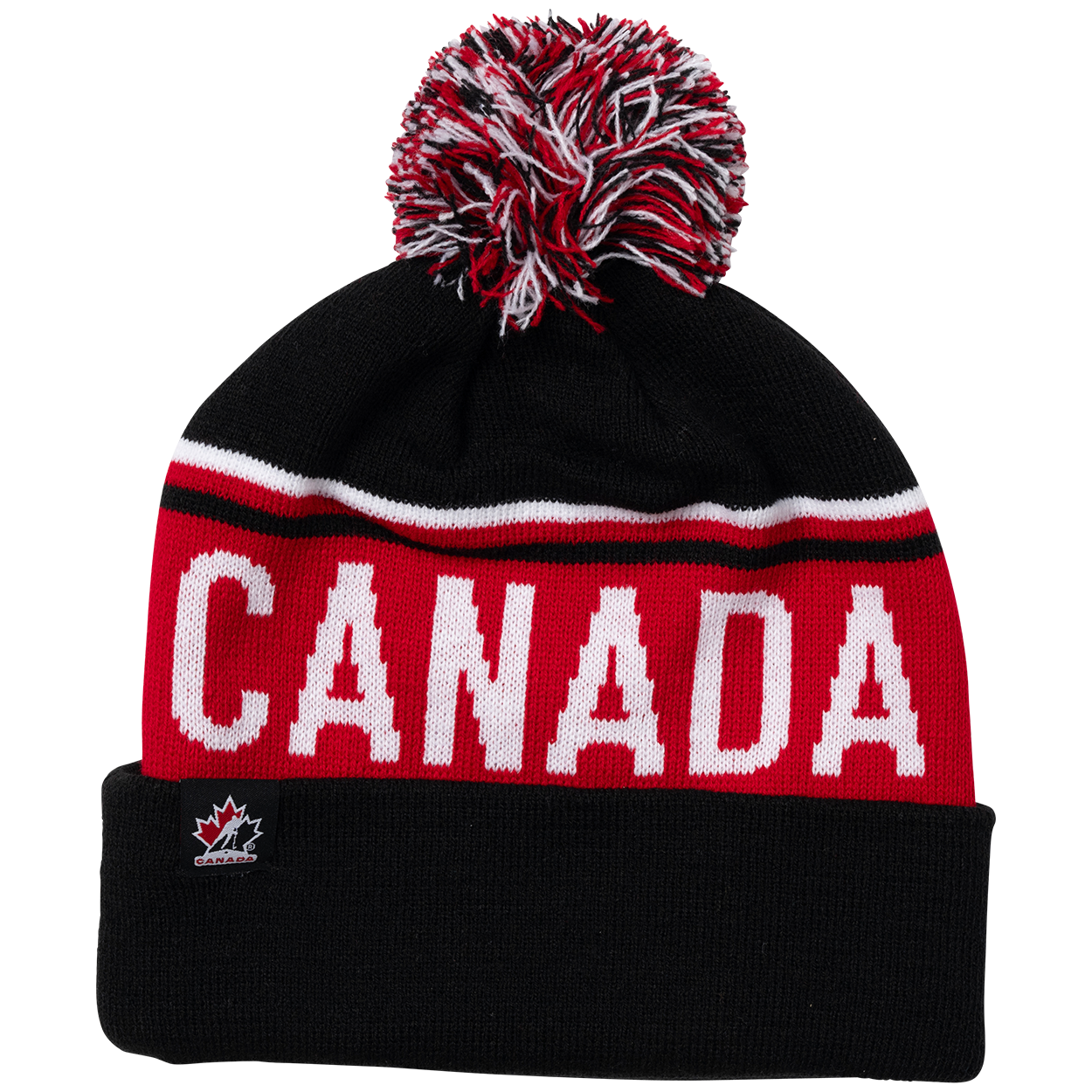Hockey Canada IIHF Bauer Men's Black Cuff Pom Knit