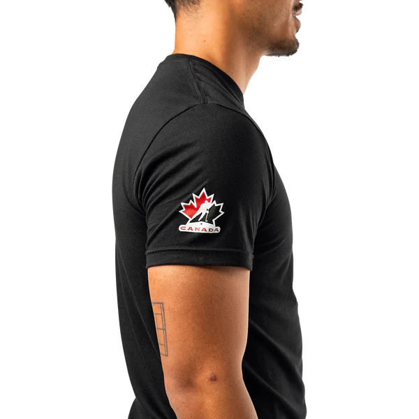 T-shirt Bauer noir à imprimé feuille d'érable pour homme de l'IIHF Hockey Canada