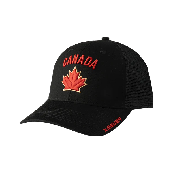 Hockey Canada IIHF Bauer Men's Black One Leaf Mesh Snapback