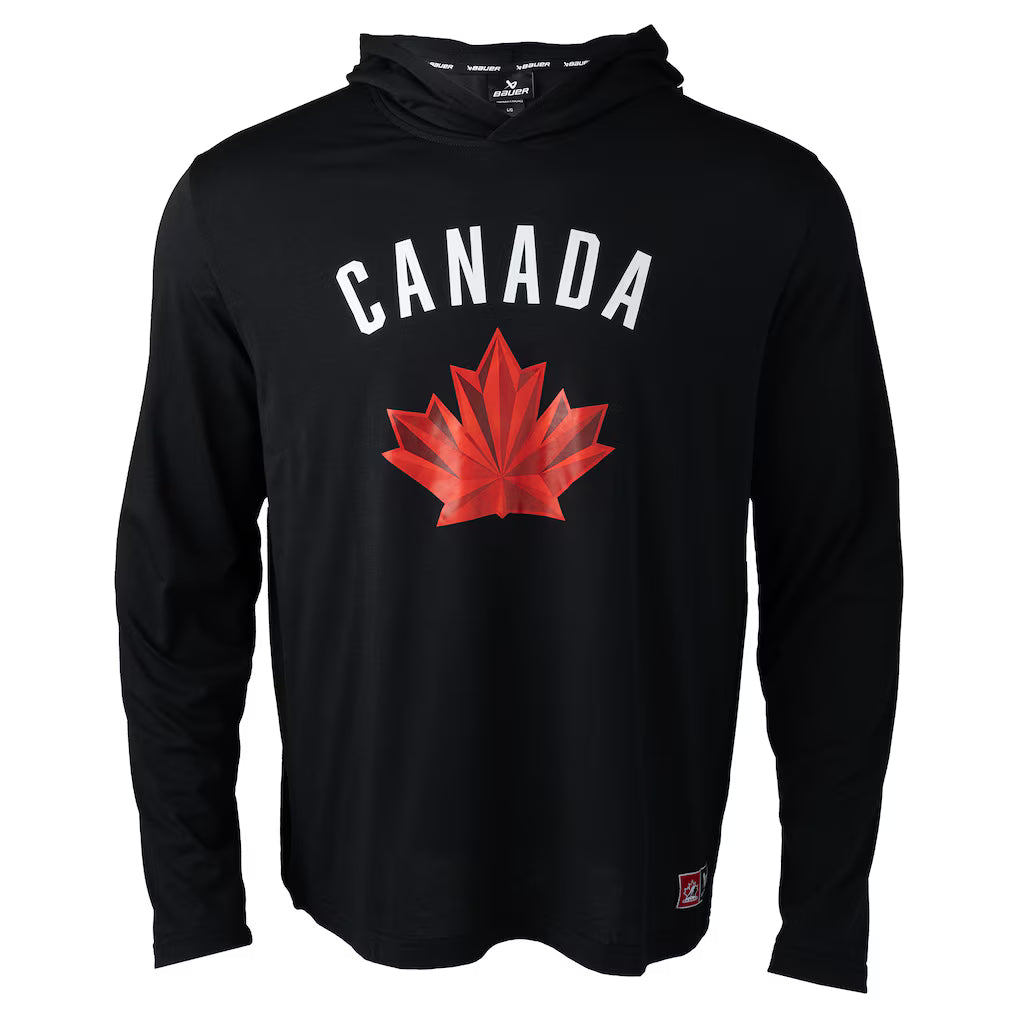 Hockey Canada IIHF Bauer Men's Black Performance Lightweight Pullover Hoodie