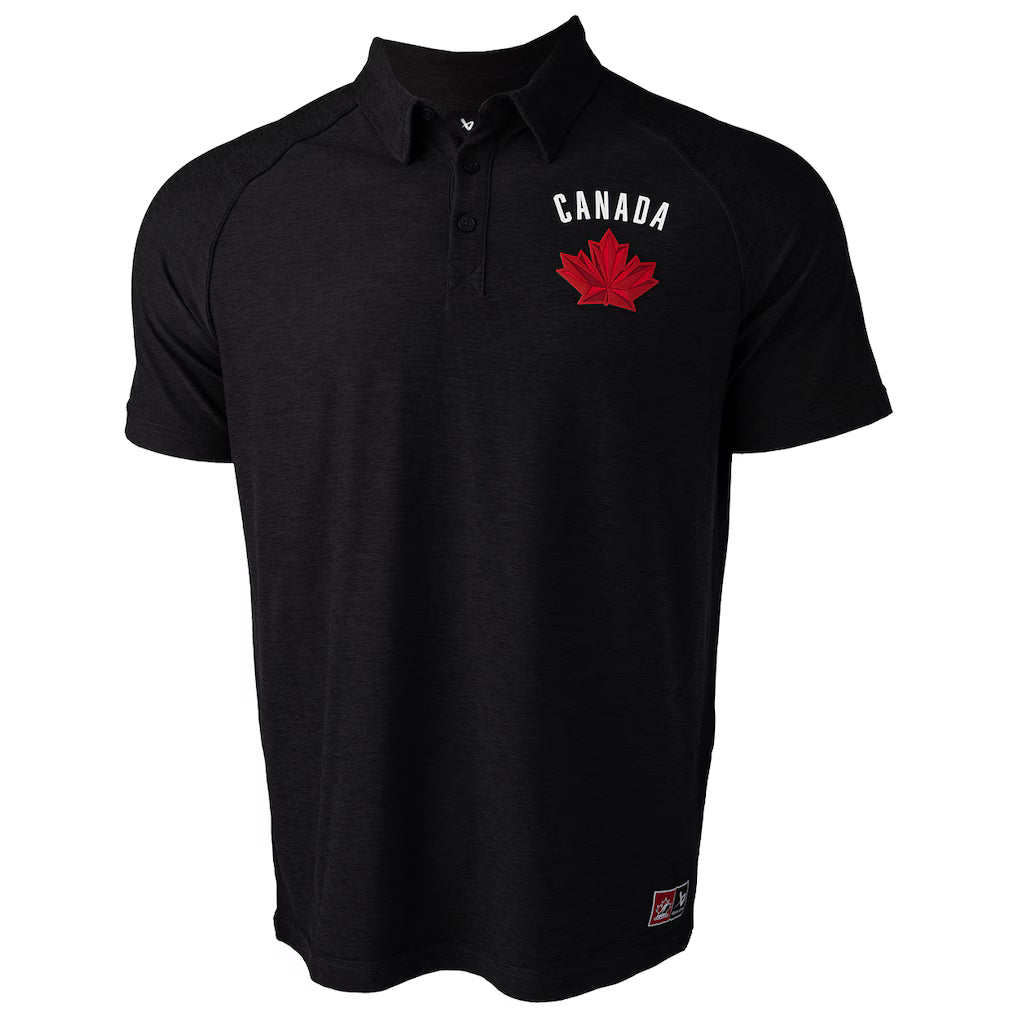 Hockey Canada IIHF Bauer Men's Black Performance Polo T-Shirt