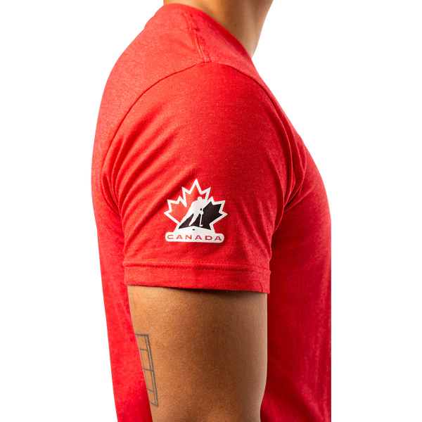 T-shirt Bauer rouge à imprimé feuille pour homme de Hockey Canada IIHF